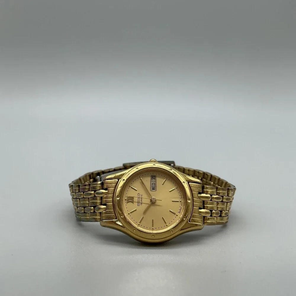 Vintage Seiko 7N63-6A50 Womens Watch 24mm Gold Tone Non Running